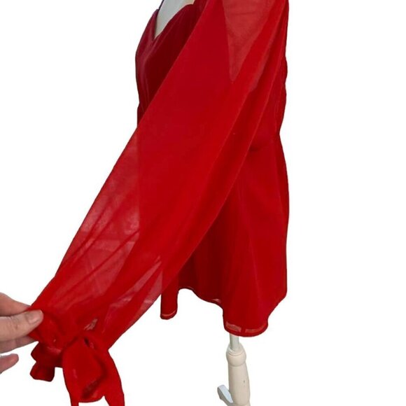 Long Sleeve Corestry Woven Maternity Shirt - Isabel by Ingrid and Isabel Red Top - Picture 6 of 6